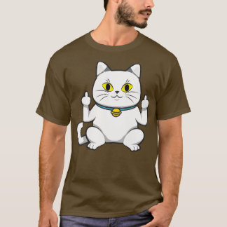 Camiseta Gato Bonito Mostra Seu Dedo Médio