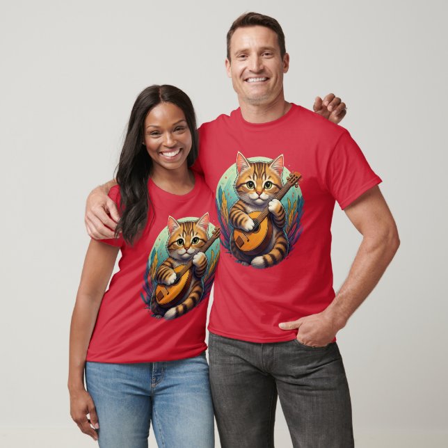 Camiseta gato bonito musical (Unissex)