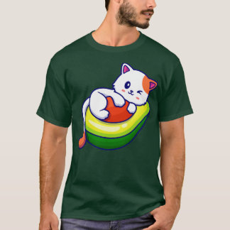 Camiseta Gato Bonito Na Cartografia Da Fruta Avocado