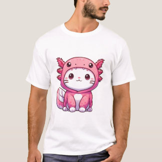 Camiseta Gato Bonito na fantasia Axolotl
