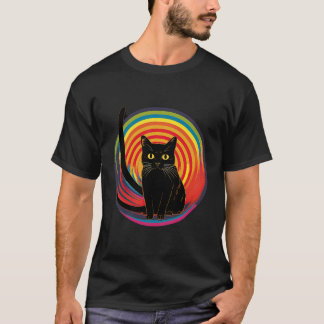 Camiseta Gato Bonito Na Frente Do Capuz Arco Arco-Íris