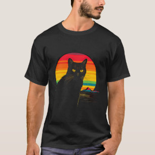 Camiseta Gato Bonito Na Frente Do Capuz Arco Arco-Íris