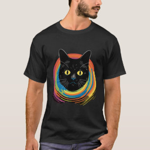 Camiseta Gato Bonito Na Frente Do Capuz Arco Arco-Íris