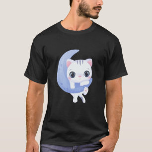 Camiseta Gato Bonito Na Lua Gato Feliz Gato Feliz