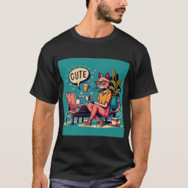 Camiseta Gato bonito no trabalho de escritório