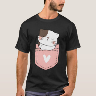 Camiseta Gato Bonito Num Bolso Cor-De-Rosa - Gato De Bolso