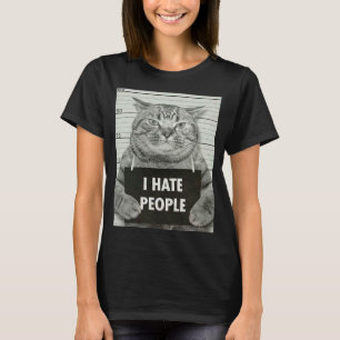 Camiseta Gato Bonito Odeio roupas de gatinho de pessoas