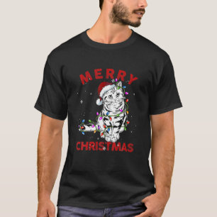 Camiseta Gato Bonito Papai Noel de Natal Luz Engraçada Amor