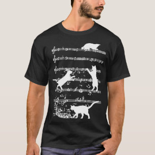 Camiseta Gato Bonito Reproduzindo Notas de Música Jazz Day 