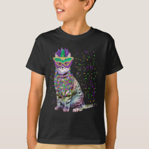 Camiseta Gato Bonito Vestindo Carnaval Máscara Mardi Gras C