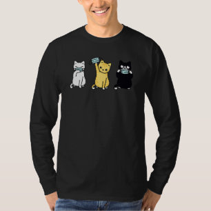 Camiseta Gato Bonito Vestindo Máscara Gatinho Adorável