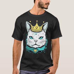 Camiseta Gato bonito vestindo um vetor de coroa estilo 2