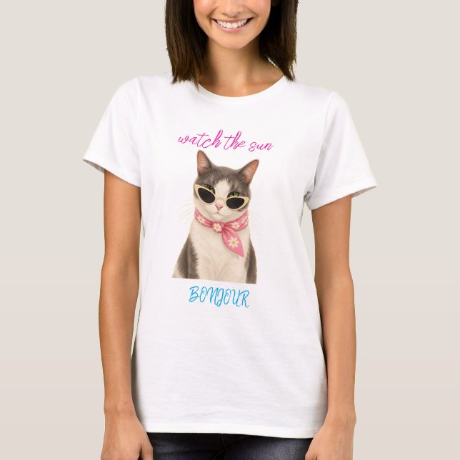 Camiseta Gato Bonjour Sol (Frente)