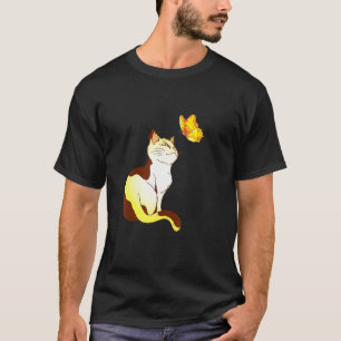 Camiseta Gato Borboleta Sol Fofo Japonês Flor de Cerejeira