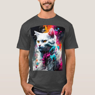 Camiseta gato branco