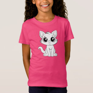 Camiseta Gato Branco Bonito Adorável