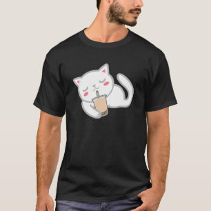 Camiseta Gato Branco Bonito Com Boba Angora Kitten Leite De