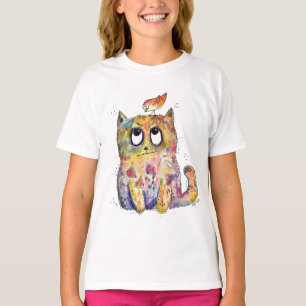 Camiseta Gato Branco Bonito Irritado