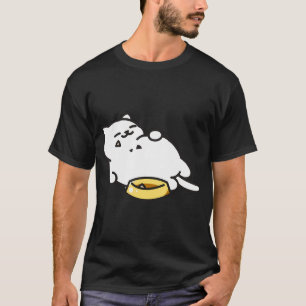 Camiseta Gato Branco Cheio de Comida