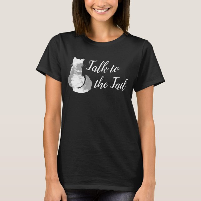 Camiseta Gato Branco Cinza Abstrato Fale com o Rab (Frente)