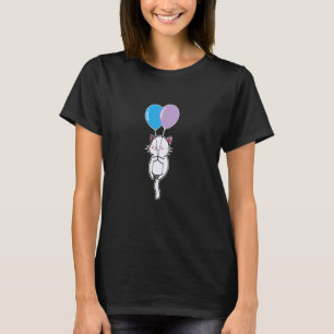 Camiseta Gato Branco com Balão de Aniversário