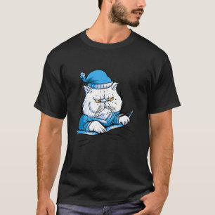 Camiseta Gato Branco De Pijamas Engraçado Engraçado
