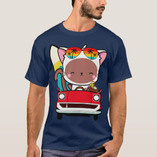 Camiseta Gato branco engraçado dirigindo um carro