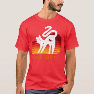 Camiseta gato branco engraçado retrô vintage menino