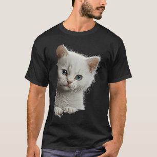 Camiseta Gato Branco Fofo Rasgou Tecido 1