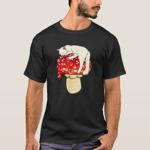 Camiseta Gato Branco giro dormindo no banheiro vermelho