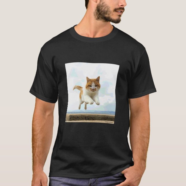 Camiseta gato branco marrom gato voador_001 (Frente)