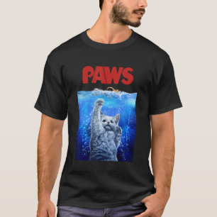 Camiseta Gato Branco Monstro Assustador Ataca Nadador