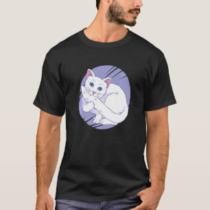 Camiseta Gato Branco Mordendo o Rabo Animal de Estimação