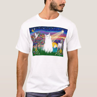 Camiseta Gato Branco - Noite Mágica
