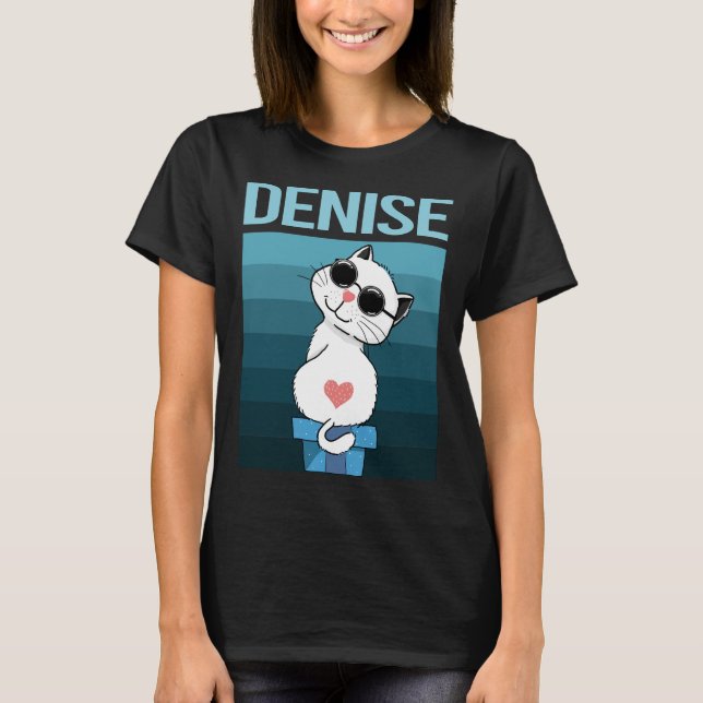 Camiseta Gato Branco - Nome Denise (Frente)