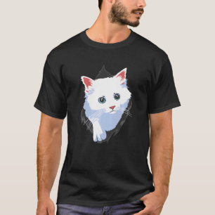 Camiseta Gato branco-Roupa de-gato doce, torto de tecido