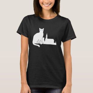 Camiseta Gato Branco Viagem Silhueta Alhambra Espanha