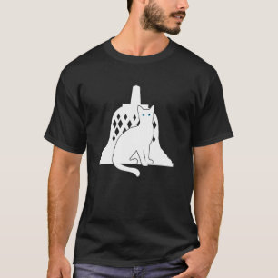 Camiseta Gato Branco Viagem Silhueta Borobudur Indonésia