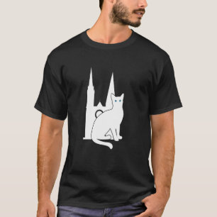 Camiseta Gato Branco Viagem Silhueta Catedral de Chartres F