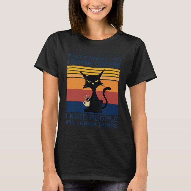 Camiseta Gato Bravo Bebendo Café (Frente)