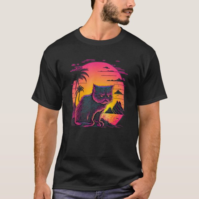Camiseta Gato Bravo com Estética Retrô (Frente)