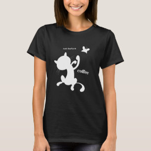 Camiseta Gato Bravo Lutando Borboleta Engraçado Sem Café
