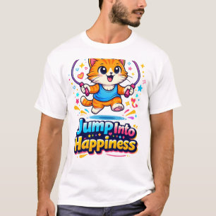 Camiseta Gato Brincalhão Pulando Corda – Gatinho Fofo e Ati