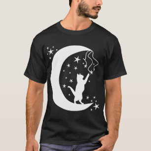 Camiseta Gato Brincando Com A Lua Das Estrelas