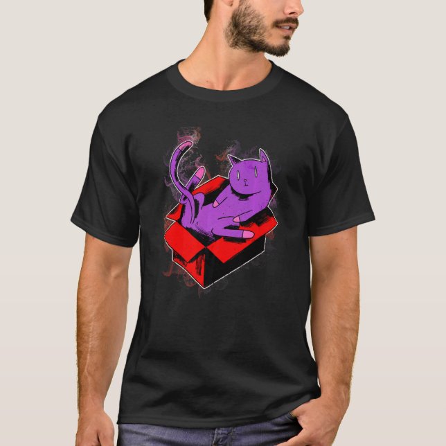 Camiseta Gato Brincando com Caixa de Papelão com respingo d (Frente)