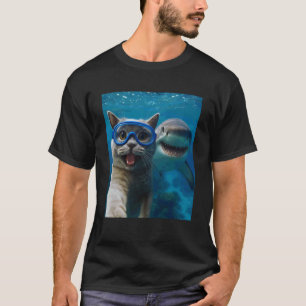 Camiseta Gato British Shorthair Engraçado Selfie com Oceano