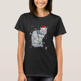 Camiseta Gato British Shorthair Luzes de Natal Natal C
