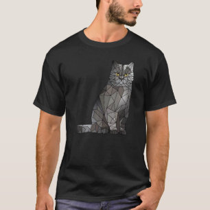 Camiseta Gato British Shorthair Polígono Geométrico Gra