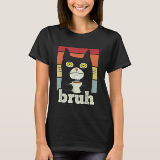 Camiseta Gato Bruh com Café com Saudações de Gato Adolescen