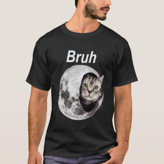 Camiseta Gato Bruh Lua Meme Divertido Espaço Amante de Gato